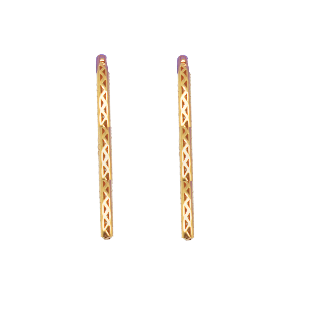 18K Yellow Gold Hoop Earrings with Diamonds