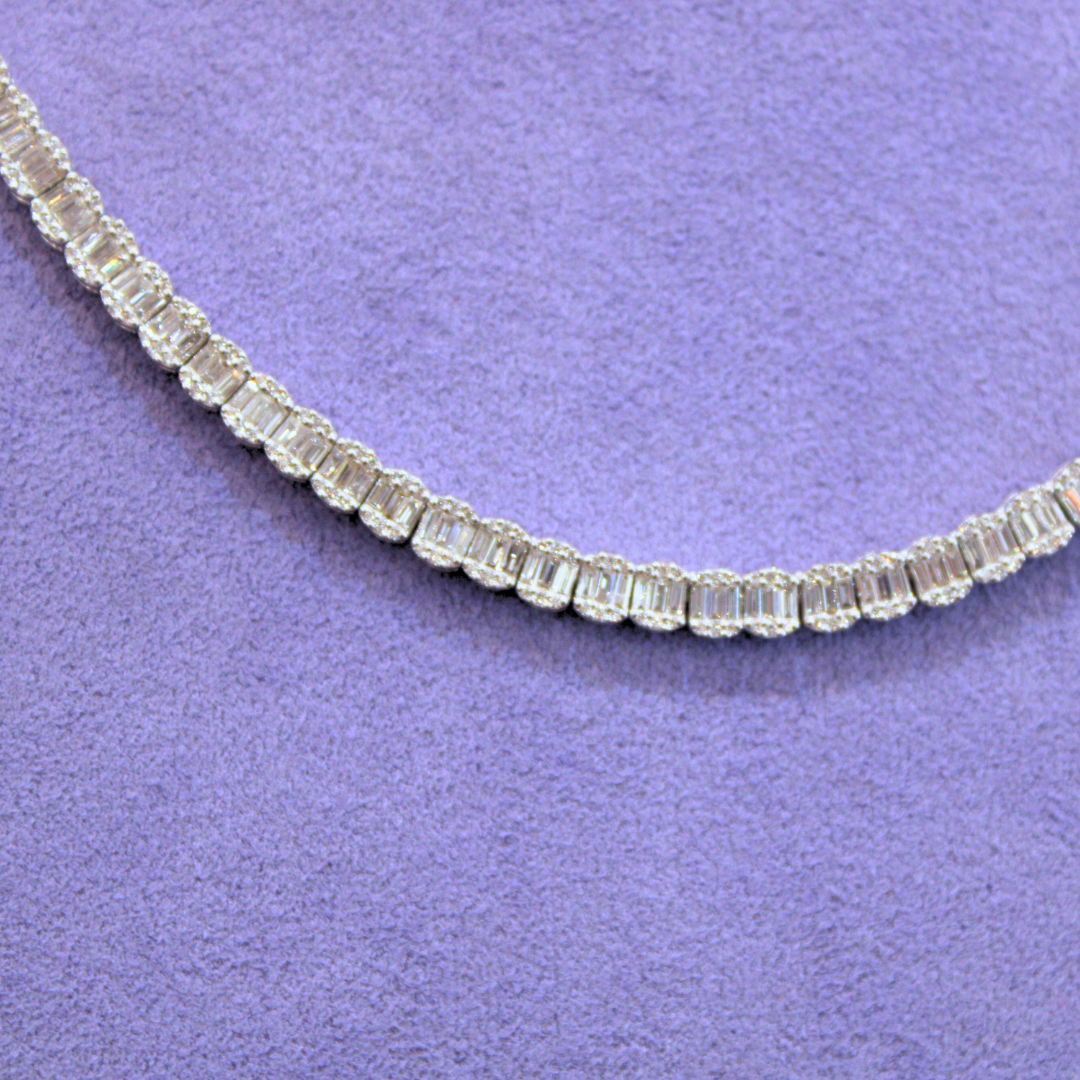 18k White Gold Tennis Necklace 7.53Cts