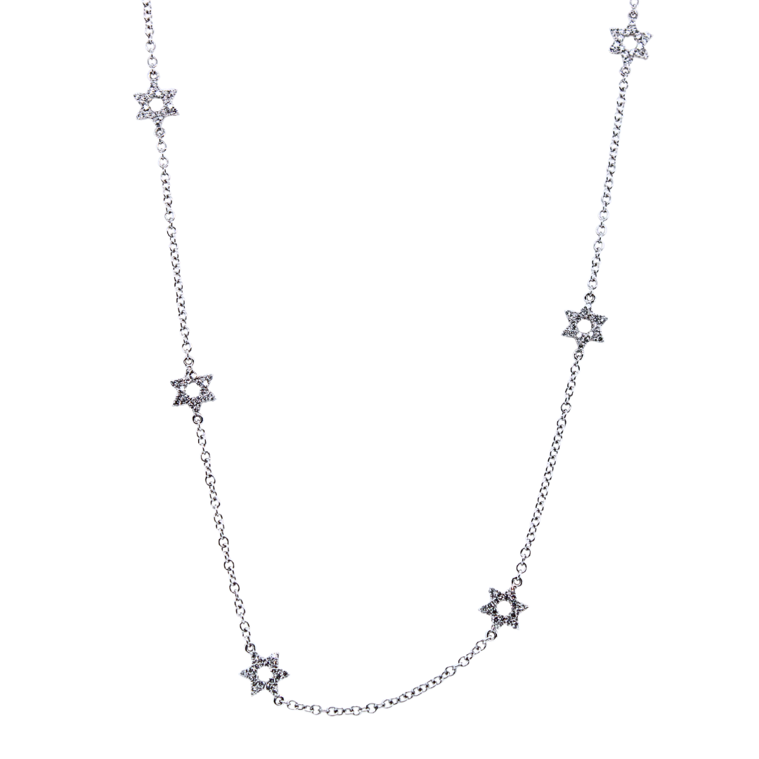 18k White Gold Star by David Diamond Necklace 0.83Cts