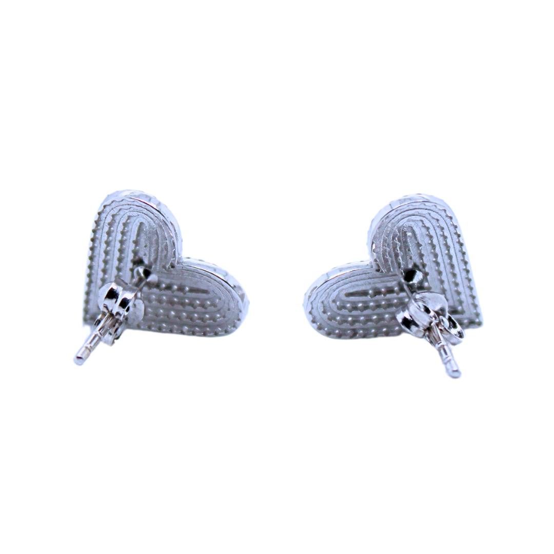 14K White Gold Heart Shaped Pave' Diamond Earrings 0.512 Carats