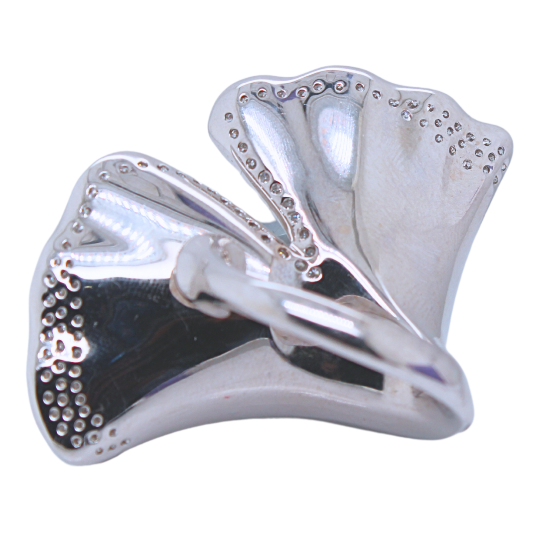 18K White Gold Tahitian Pearl and Diamond Ring 2CTW