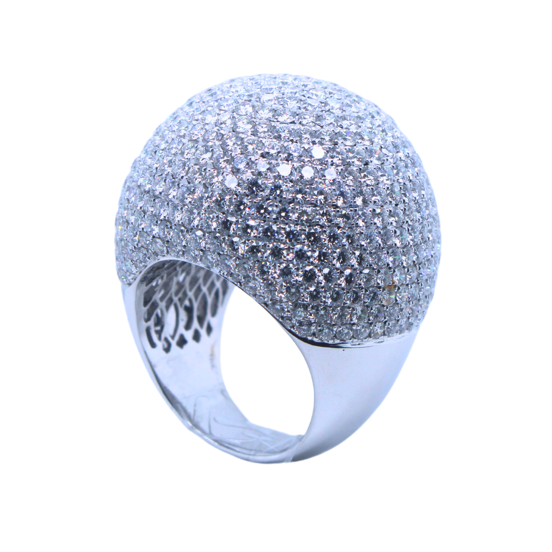 18k White Gold Oversized Dome Diamond Ring