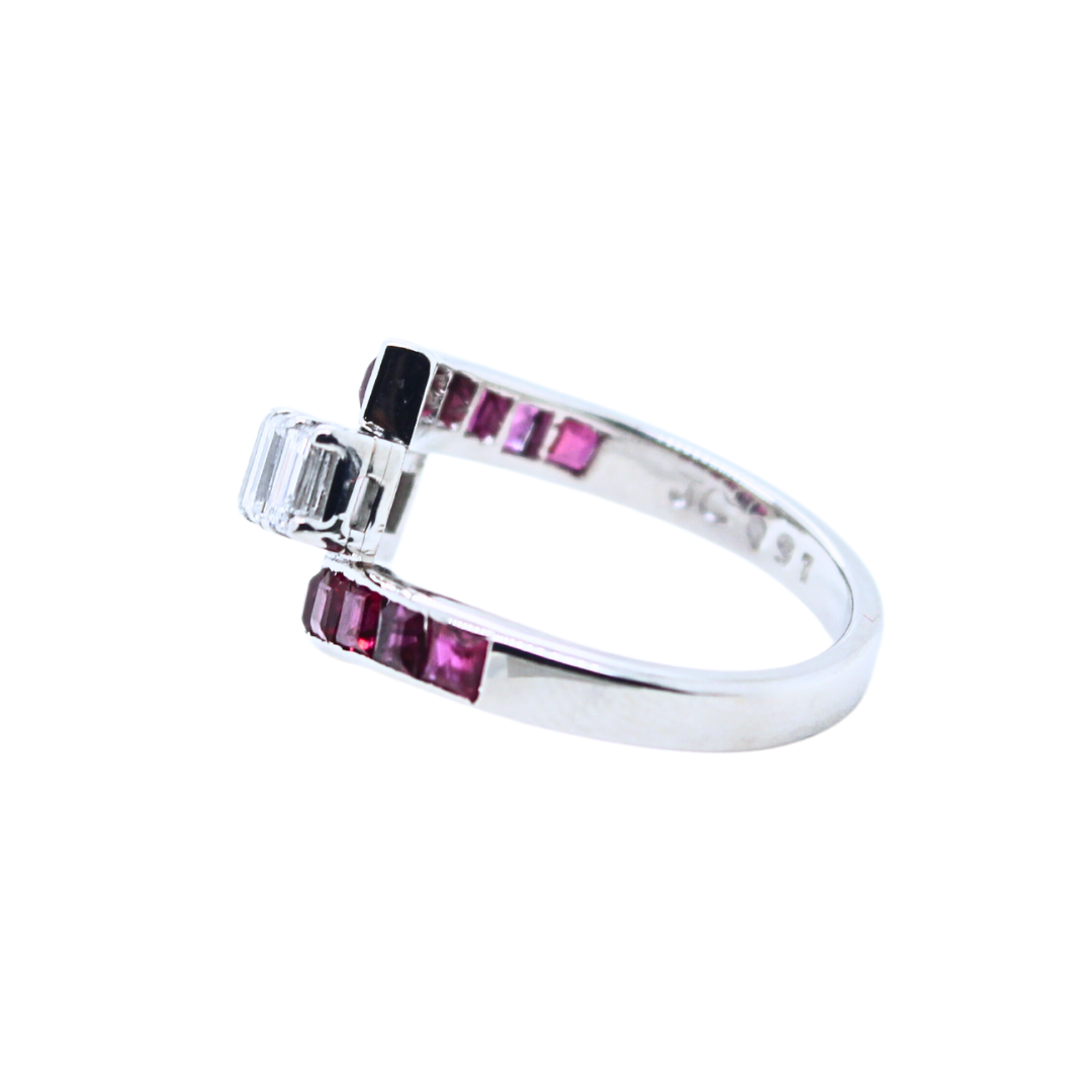 Vintage Platinum Ruby and Diamond Ring