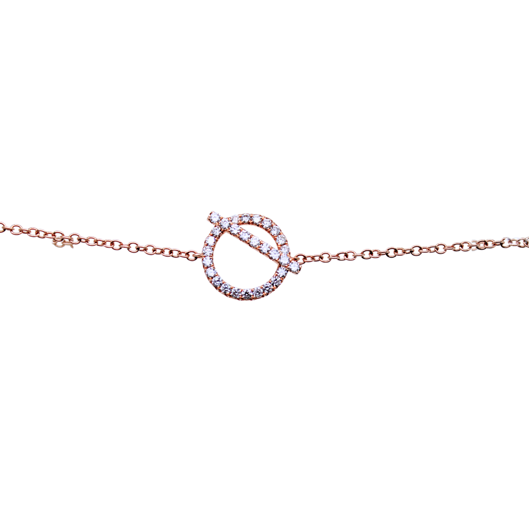 18k Rose Gold Circle Pendant Diamond Bracelet