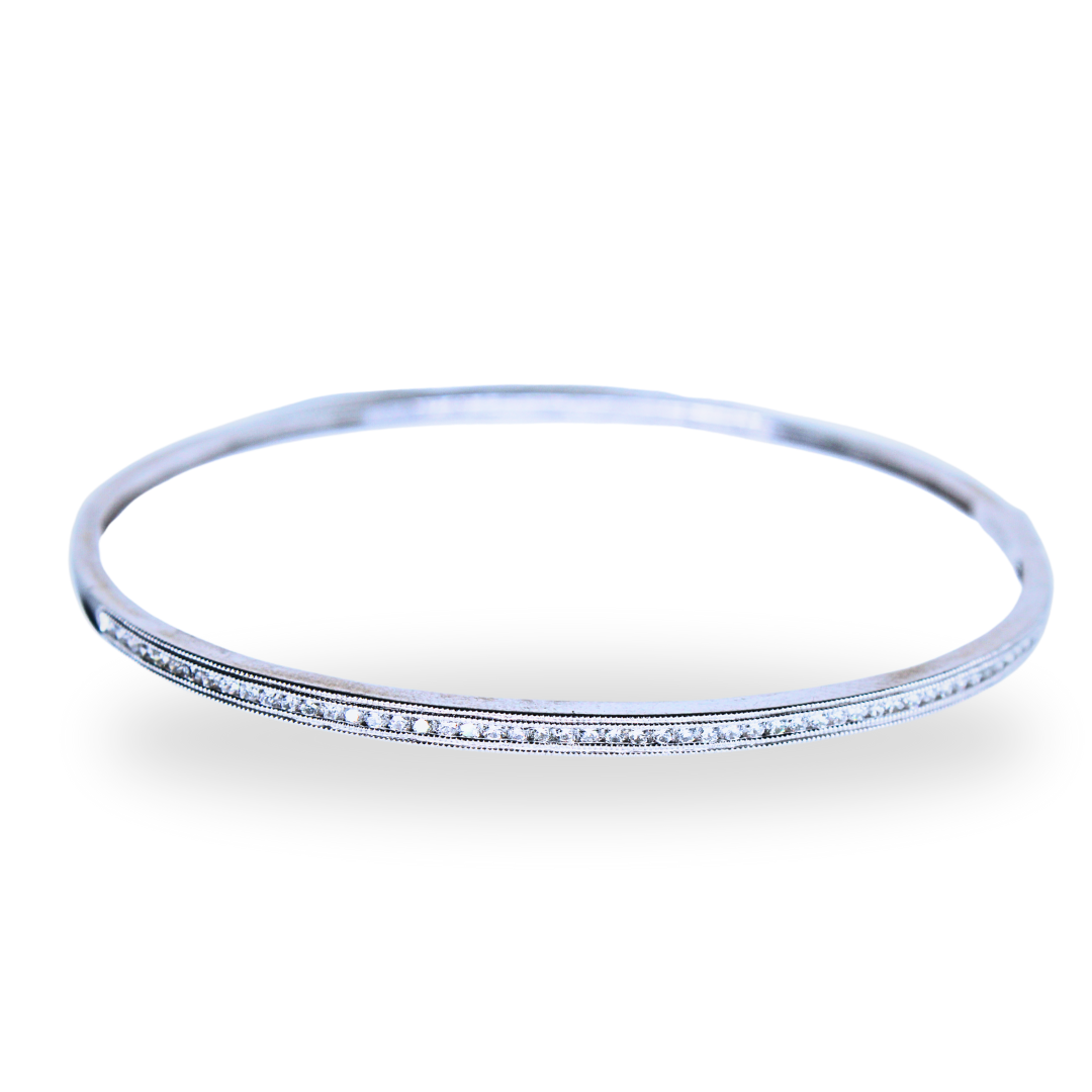 18K White Gold Diamond Bangle