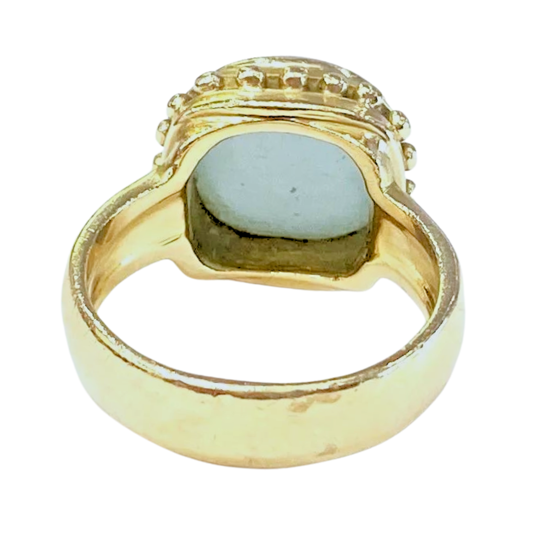 Chalcedony 14K Yellow Gold Fashion Ring 10.64 Grams