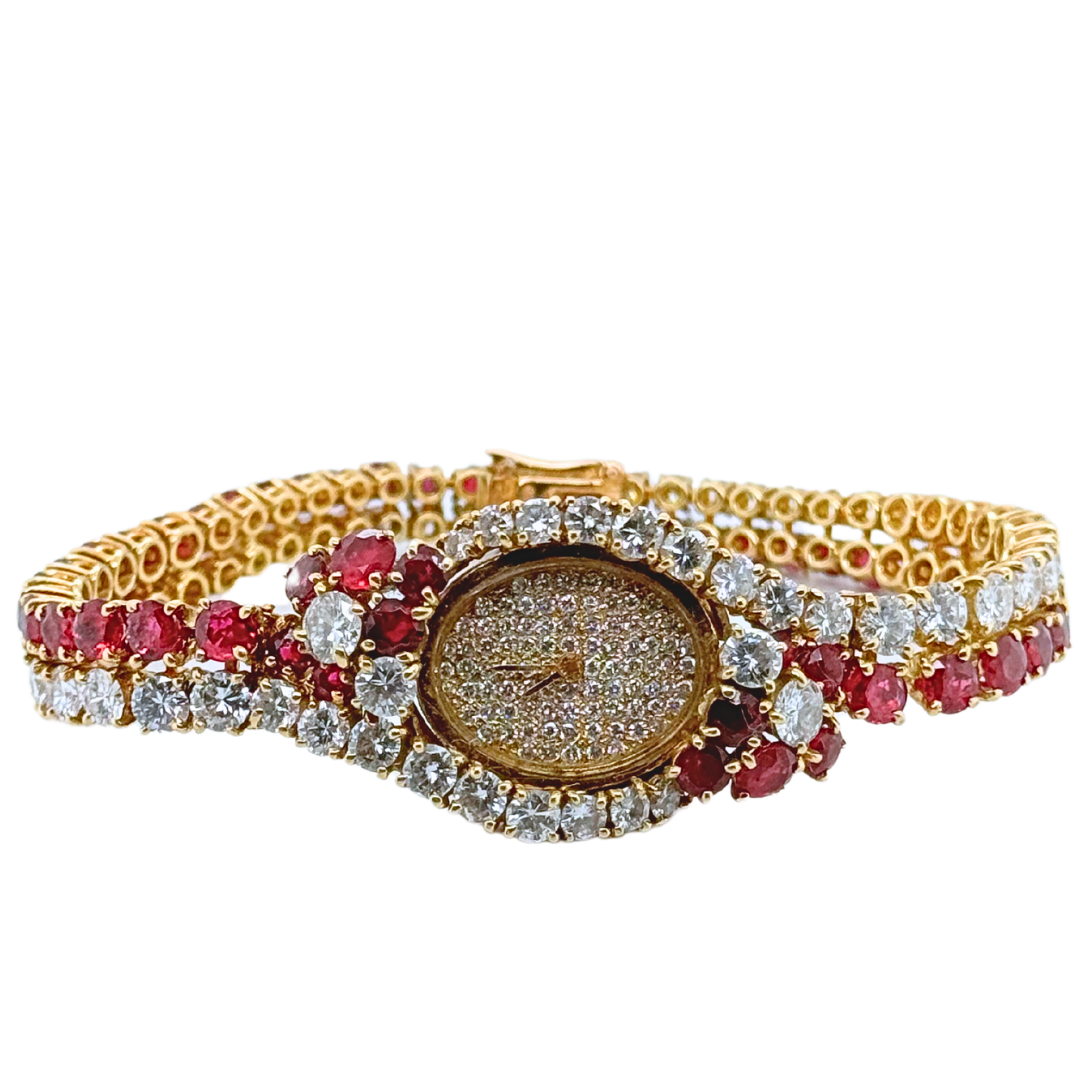 18k Yellow Gold M. Gerard Ruby and Diamond Watch