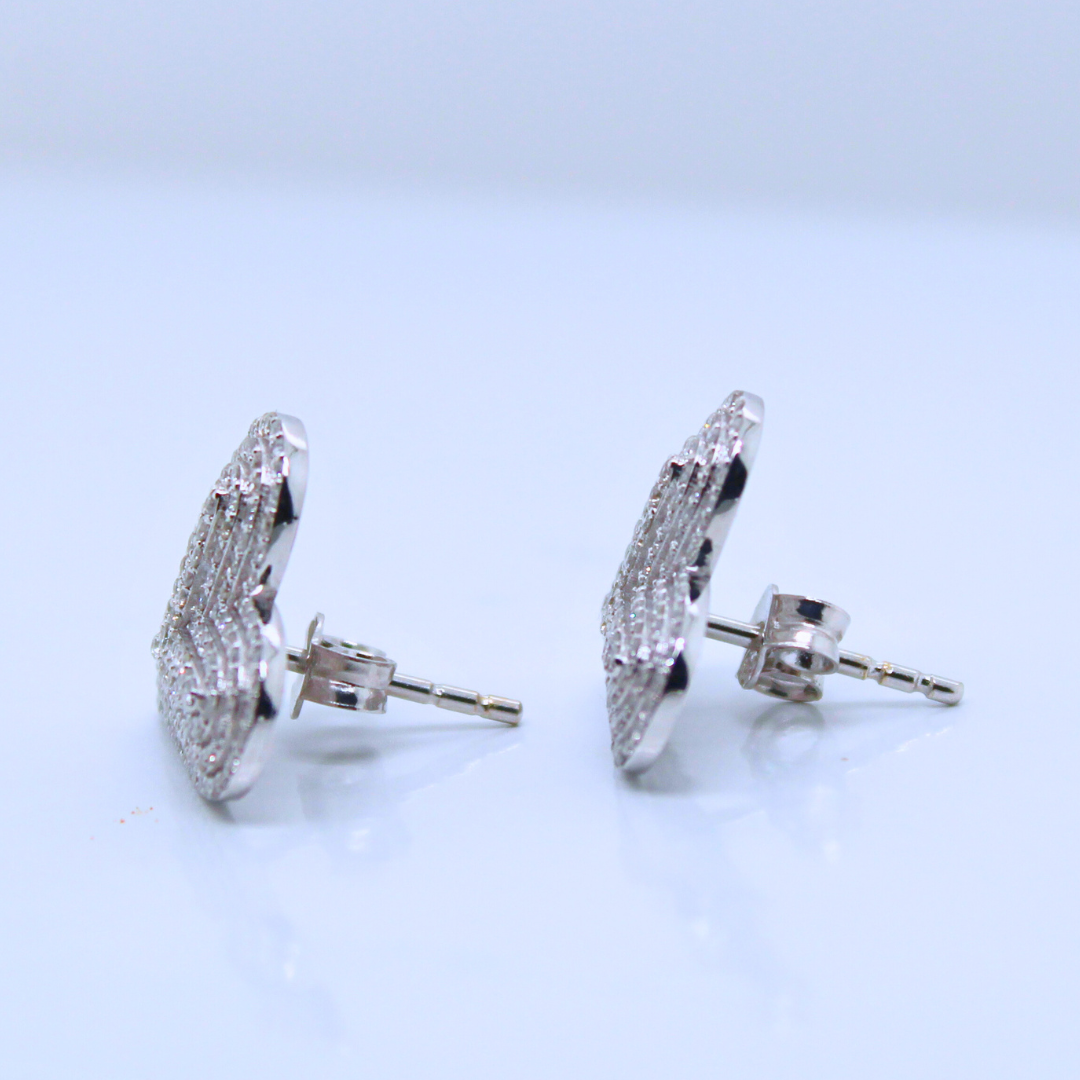 14K White Gold Heart Shaped Pave' Diamond Earrings 0.512 Carats