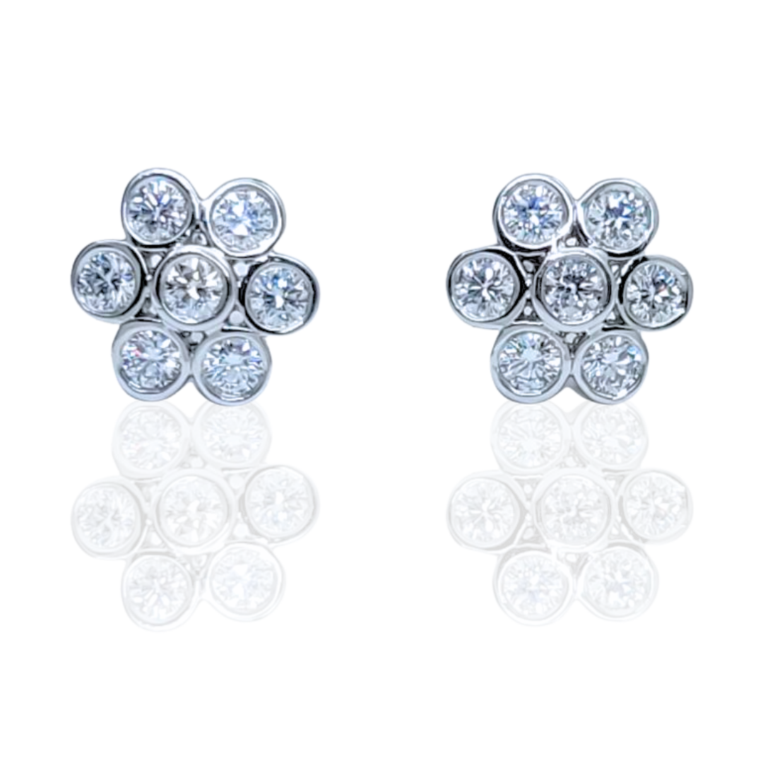 Tiffany & Company Platinum Diamond Flower Earrings 0.64 Carat