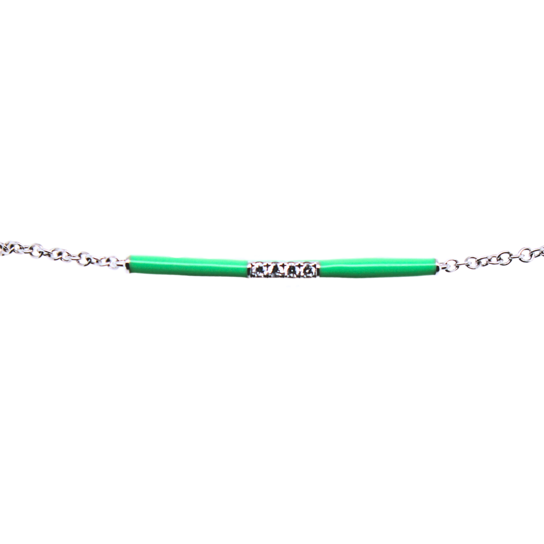 18k White Gold, Yellow Gold Enamel Diamond Bracelet