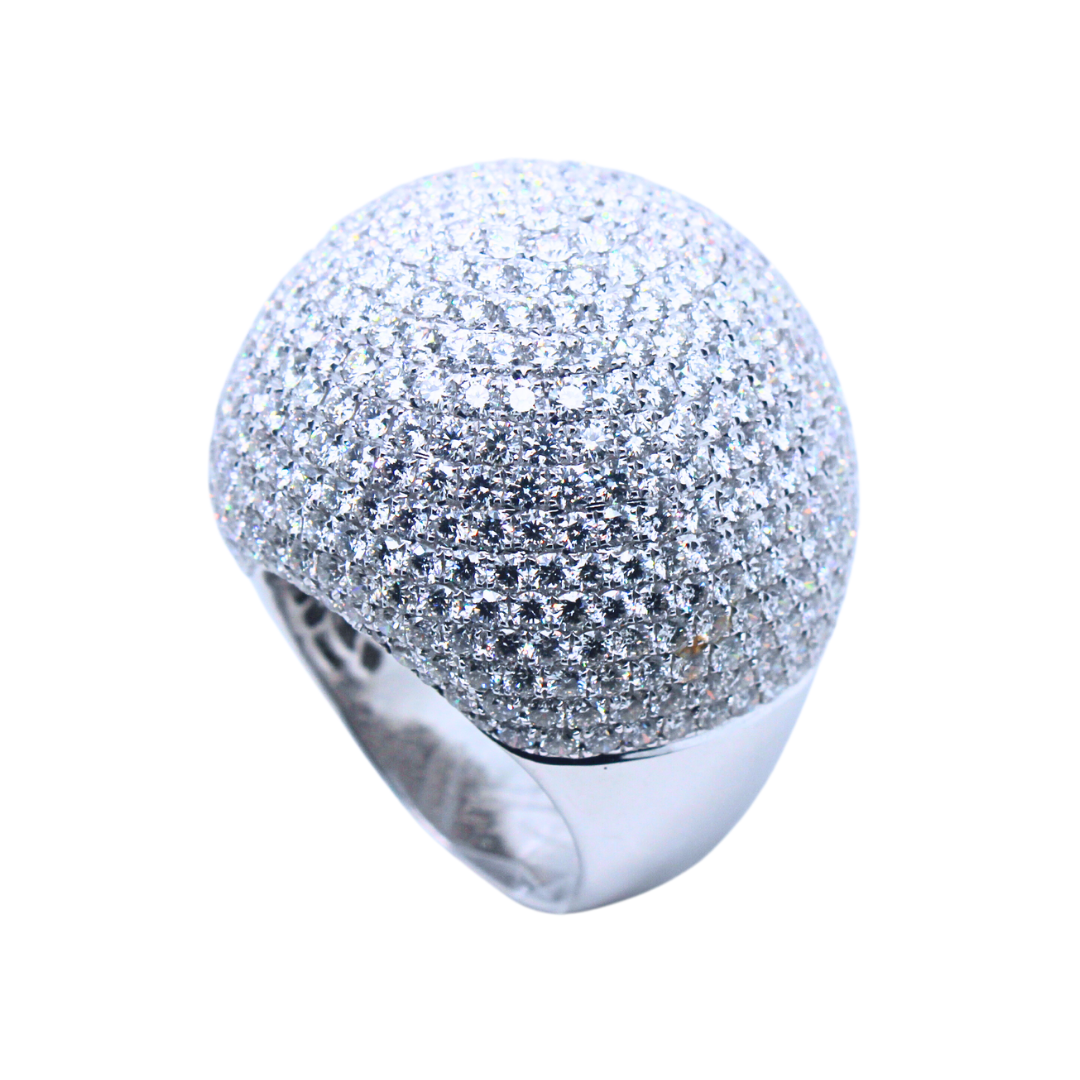 18k White Gold Oversized Dome Diamond Ring