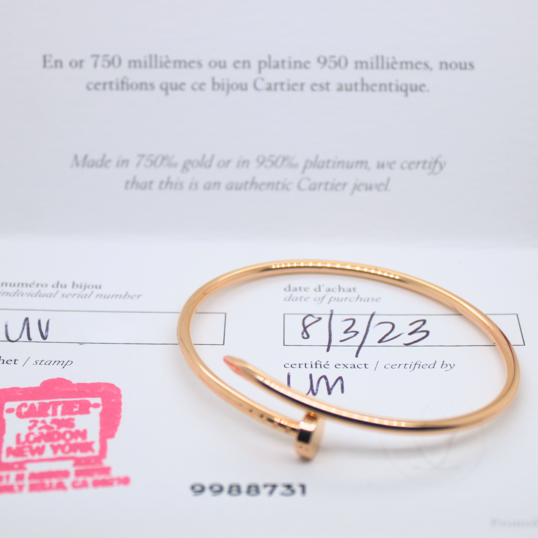 Juste un Clou bracelet, small model complete with box, paper, pouch and bag