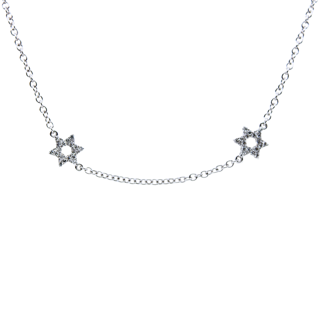 18k White Gold Star by David Diamond Necklace 0.83Cts