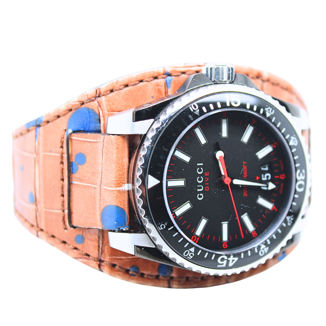 Gucci Dive Watch with After Market Leather Strap 40mm
