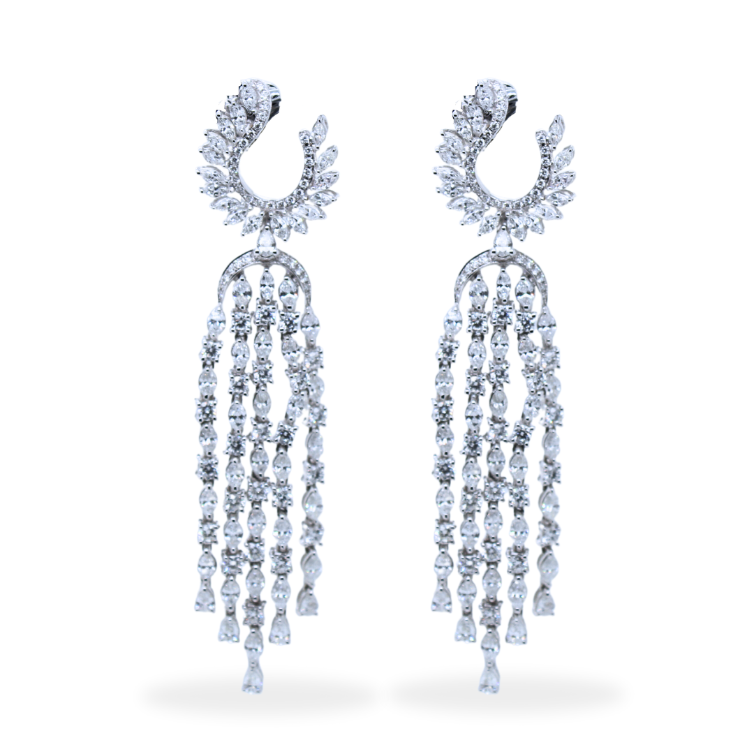 Waterfall Diamond set in 18k White Gold Earrings