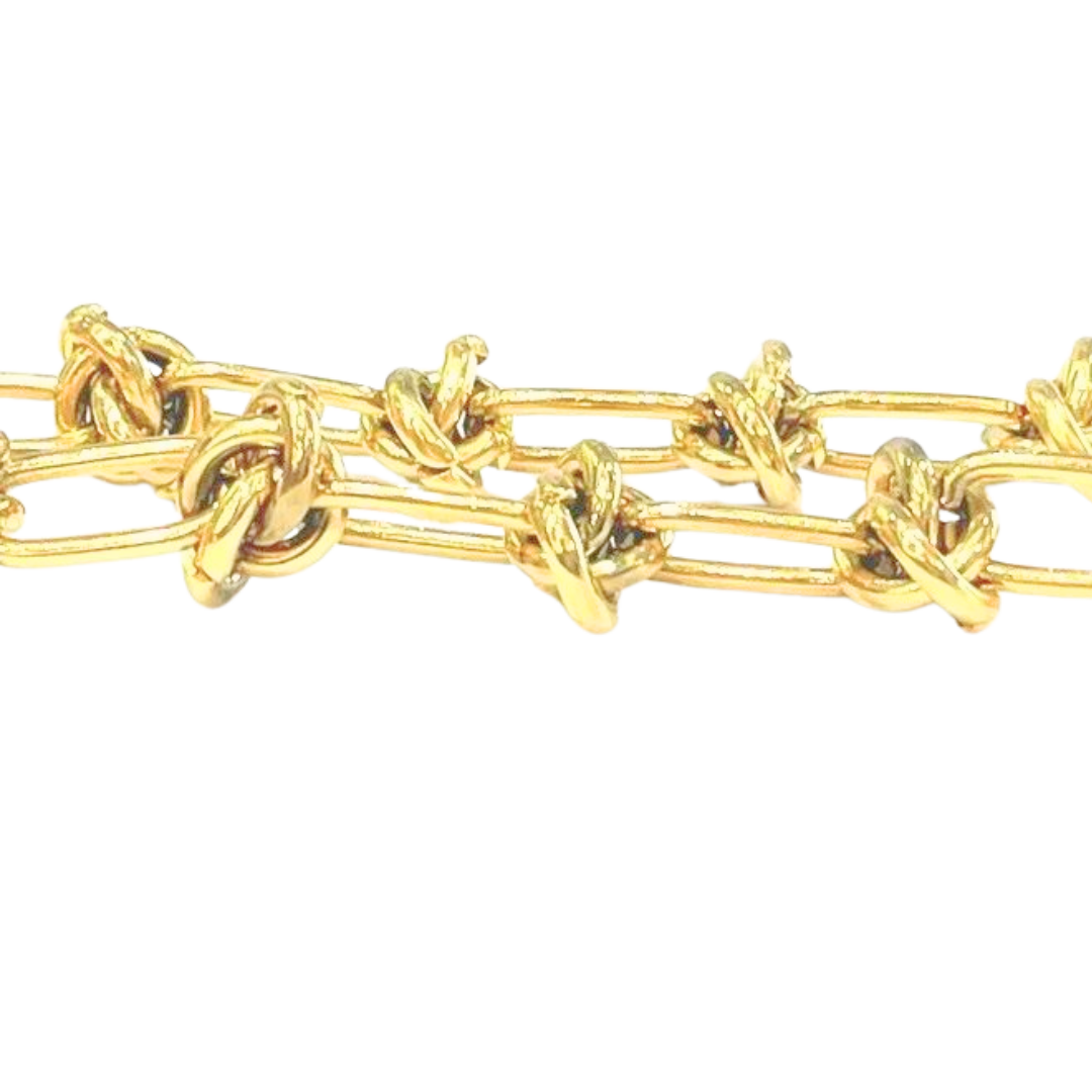 18K Yellow Gold Vintage Chunky Knotted Link Chain Necklace 29.87 Grams