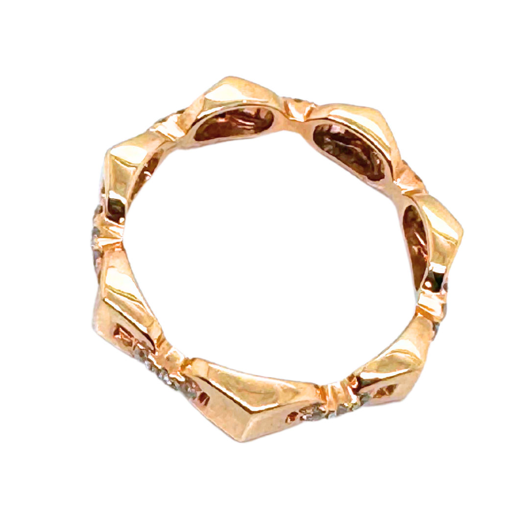 18k Rose Gold Diamond Chain Link Ring 0.20Cts