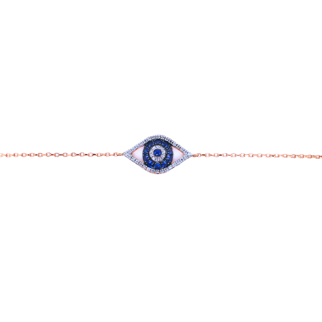 14k Rose Gold Evil Eye Diamond Bracelet