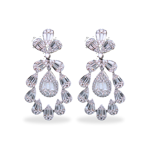 18K White Gold Diamond Earrings