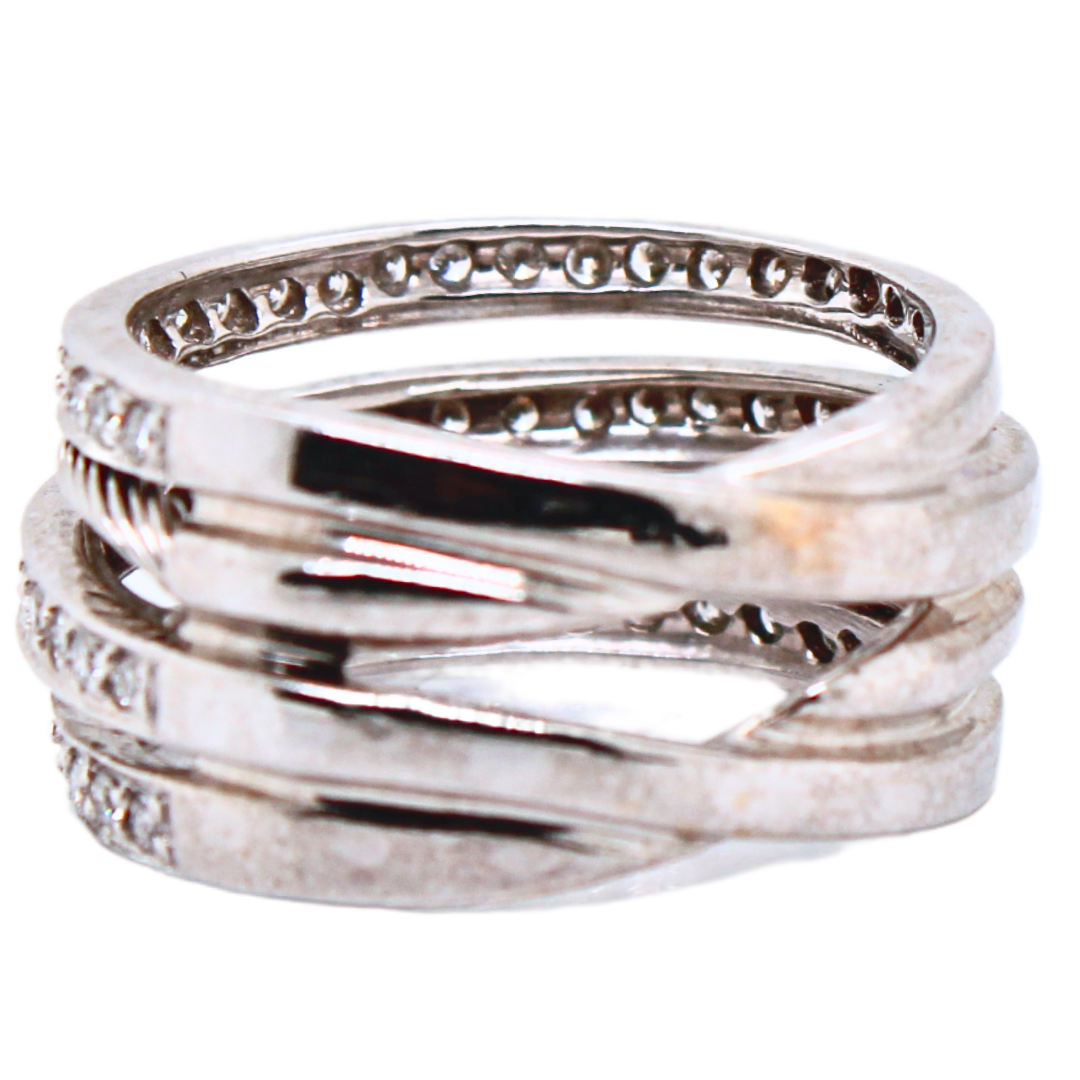18K White Gold & Diamond Crossover Ring 1.50 Cts.