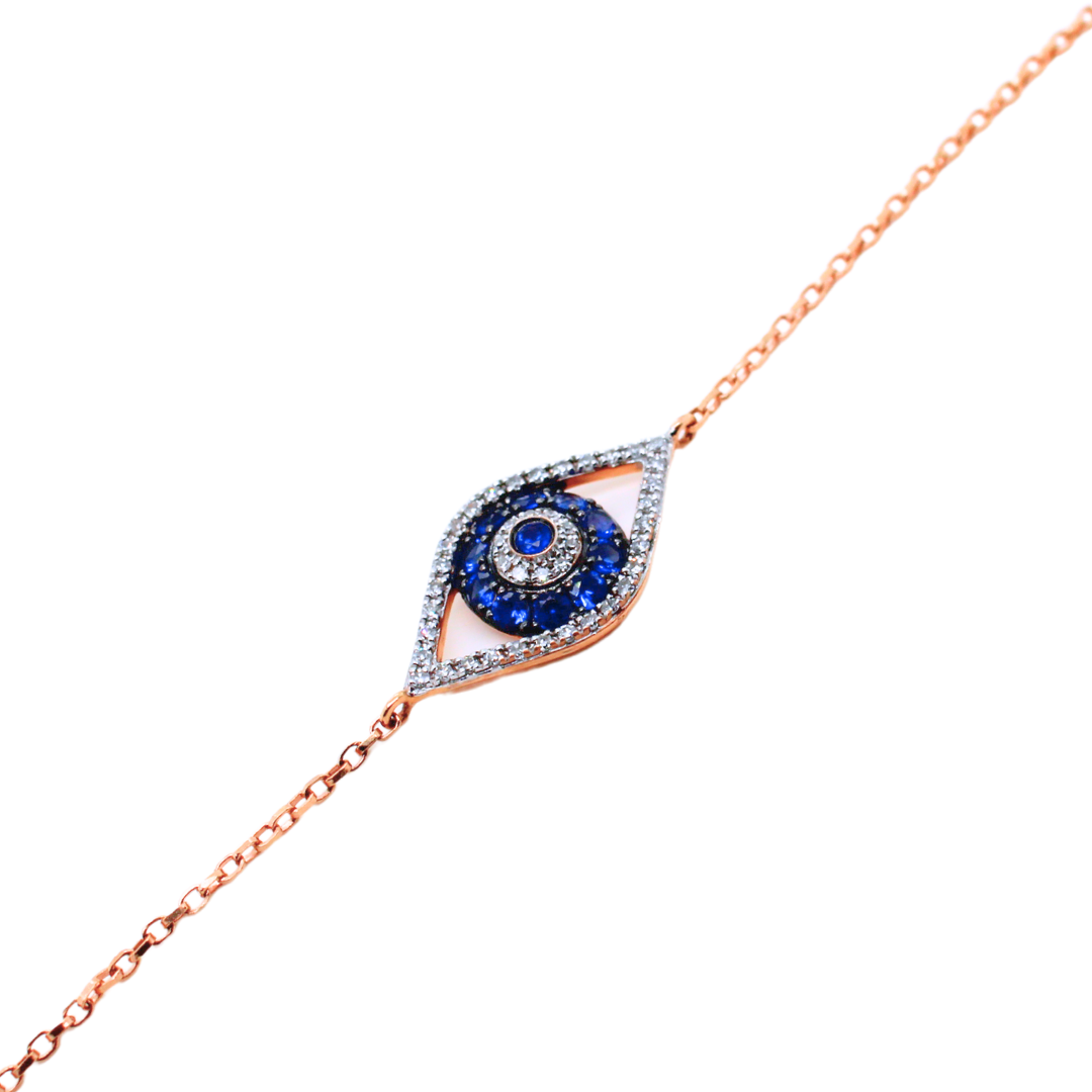 14k Yellow Gold Evil Eye Diamond Bracelet