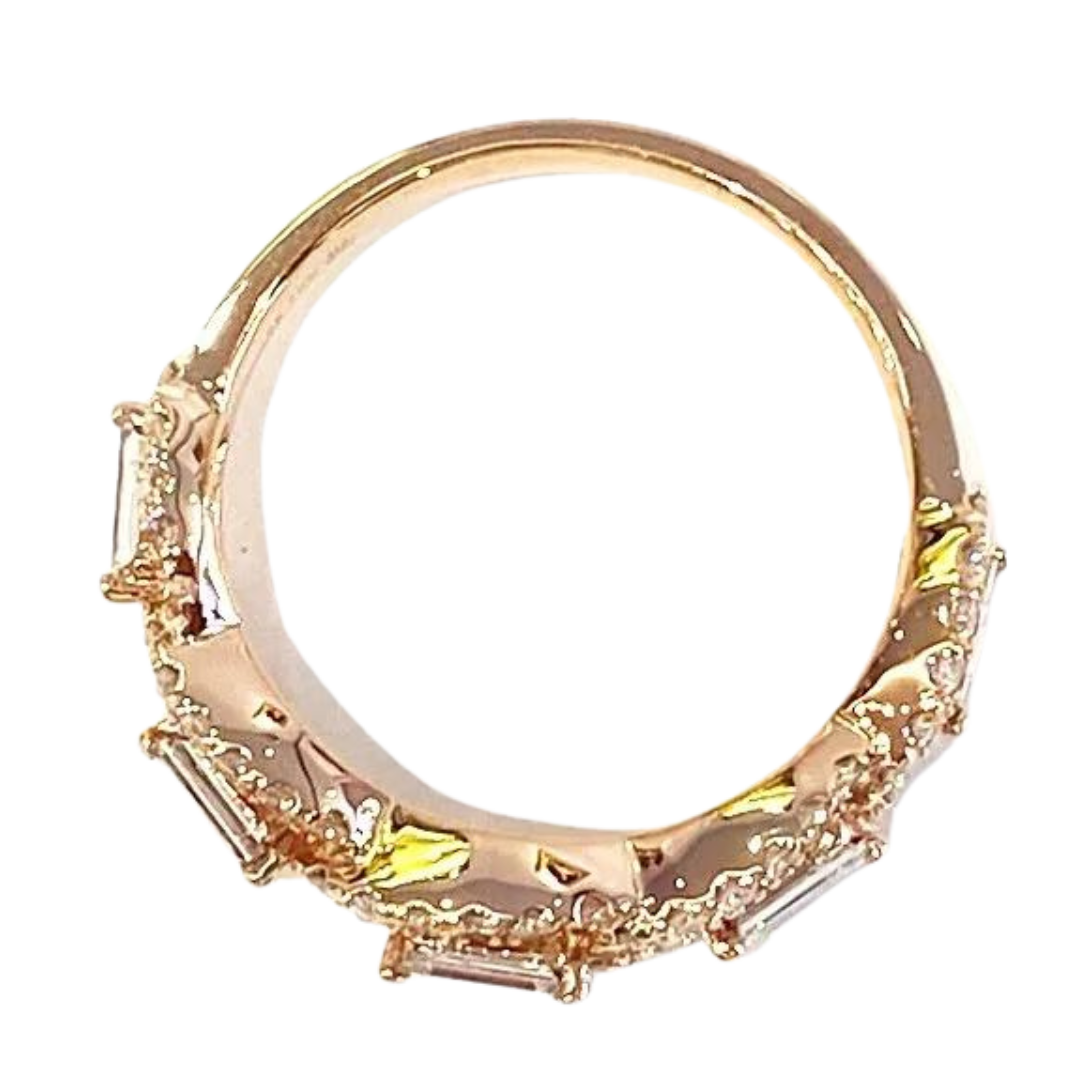 Diamond 18K Rose Gold Chain Link Ring 0.95 Carats Luxury Jewels of Beverly Hills (628)