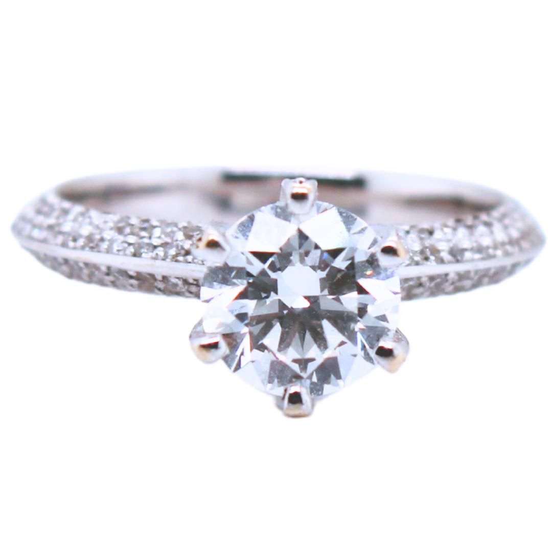 18KWG Diaamond Engagement Ring 1.01Cts w/GIA