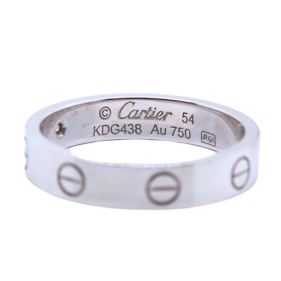 Cartier 18k White Gold Love Wedding Band with 1 diamond