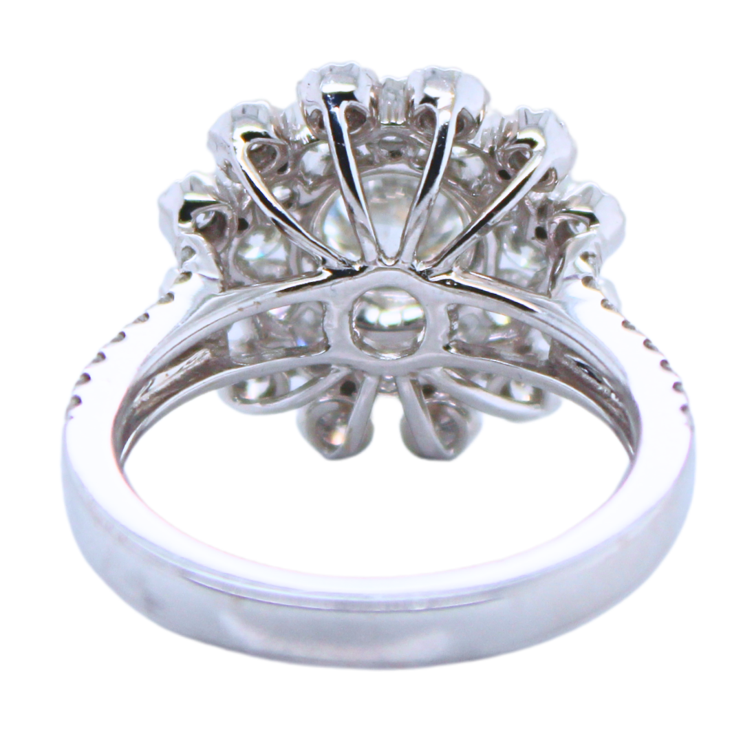 18k White Gold RBJ-VVS 2 Flower Diamond Ring with GIA Certificate 1.17Cts