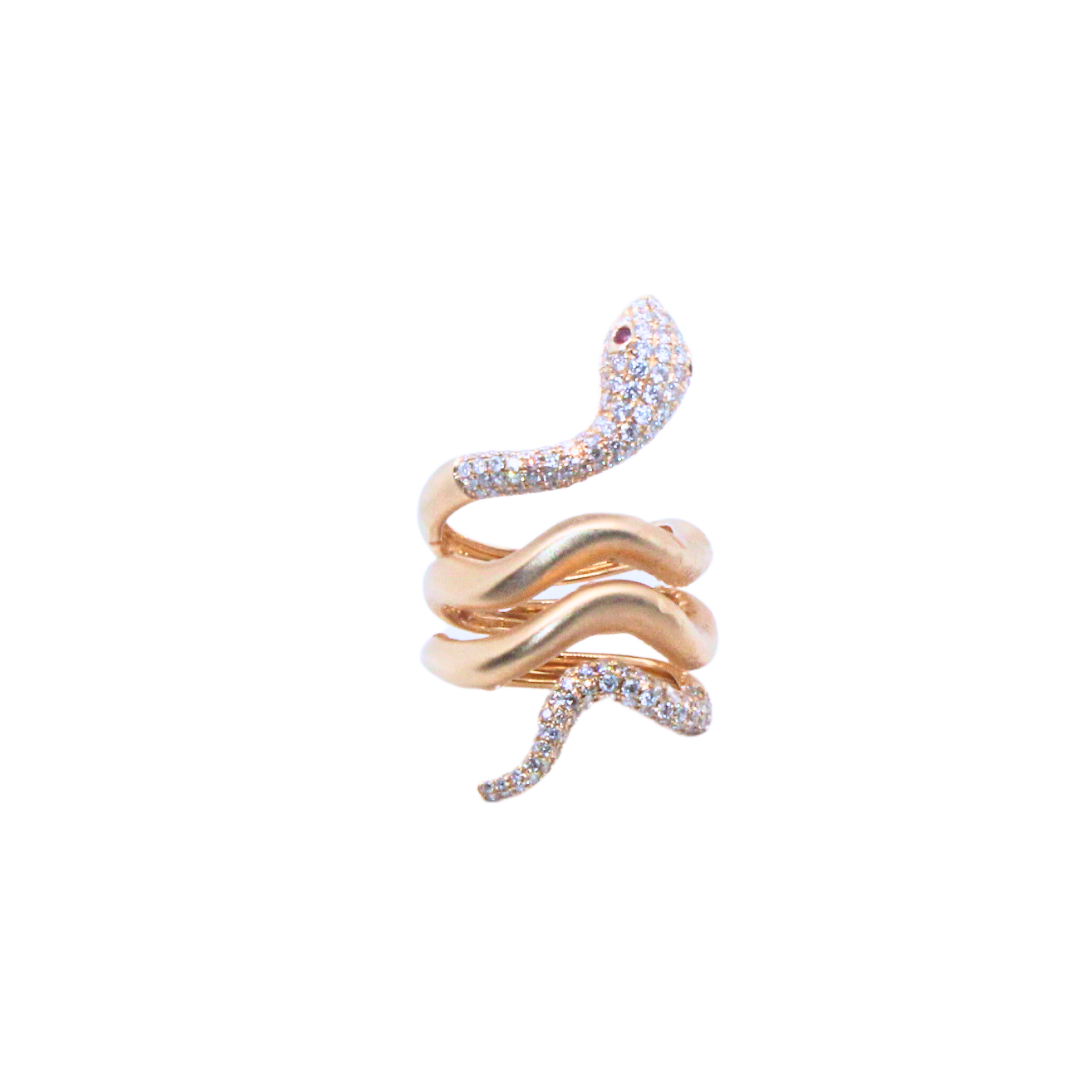 18K Yellow Gold Snake Fashion Ring