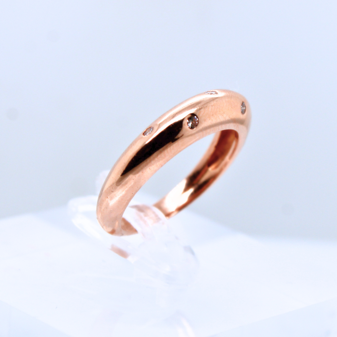 14K Rose & White Gold Dome Diamond Stackable Bands 0.30 Ctw