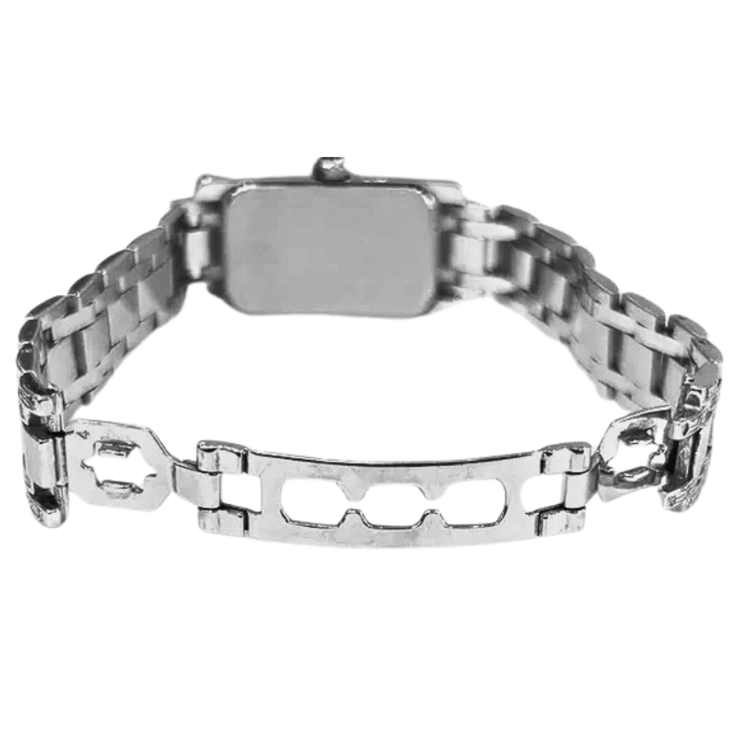 14K White Gold Square Diamond Ladies Geneve Italian American Tank Watch