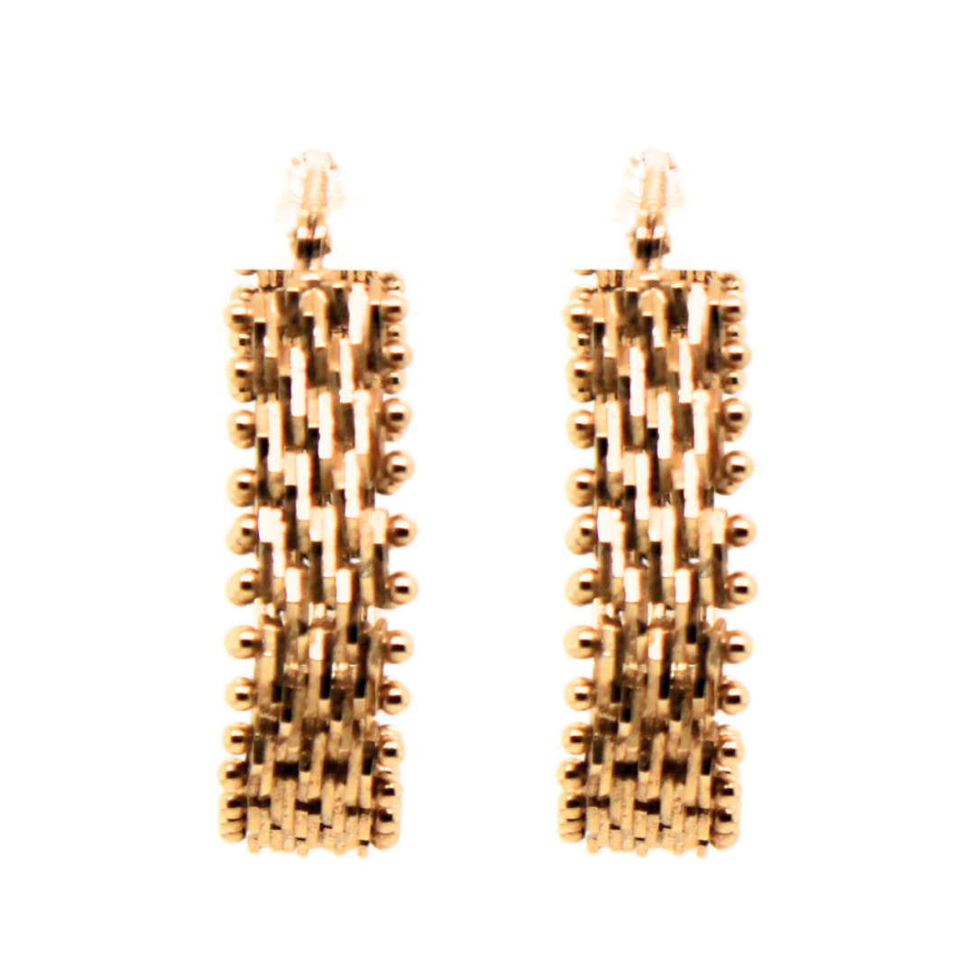 14K YELLOW GOLD JARRED EDGE EARRINGS 4.6G