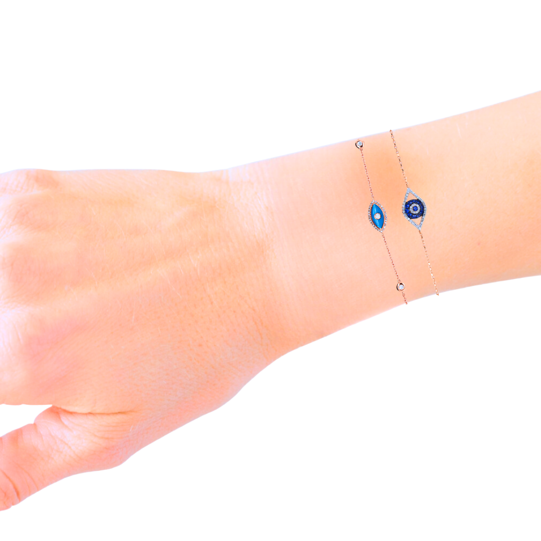 14k Yellow Gold Evil Eye Diamond Bracelet