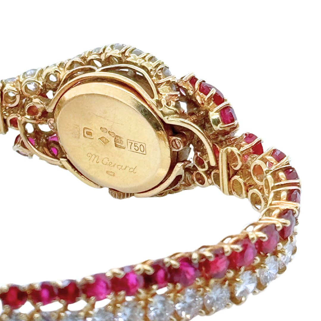 18k Yellow Gold M. Gerard Ruby and Diamond Watch