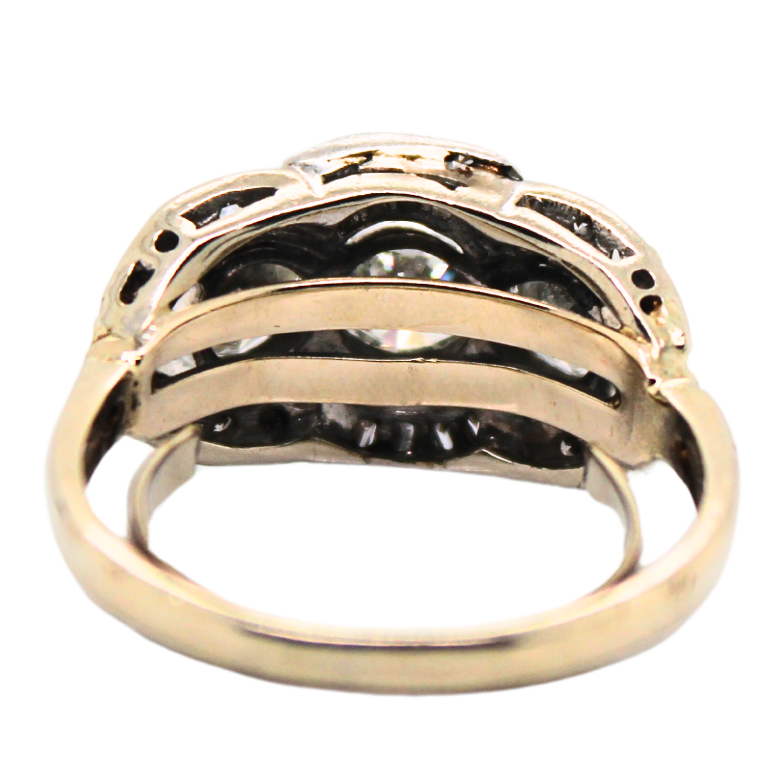 18k Yellow and White Gold 3.0Cts Vintage 1950's Ring