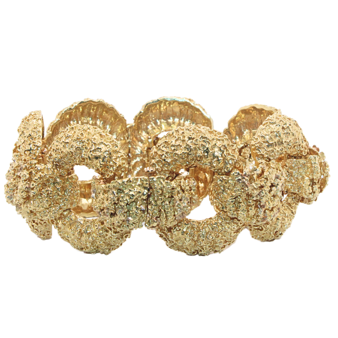 14k Yellow Gold Retro Texture Bracelet 140g