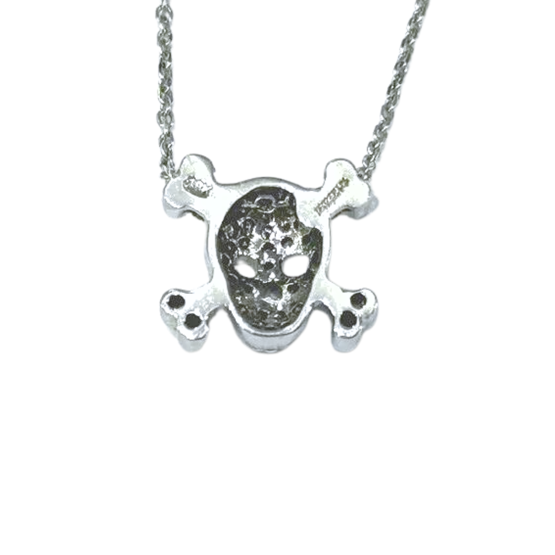Roberto Coin Skull & Crossbones Diamond Pendant 18K White Gold W/B&P 0.20 Ctw.