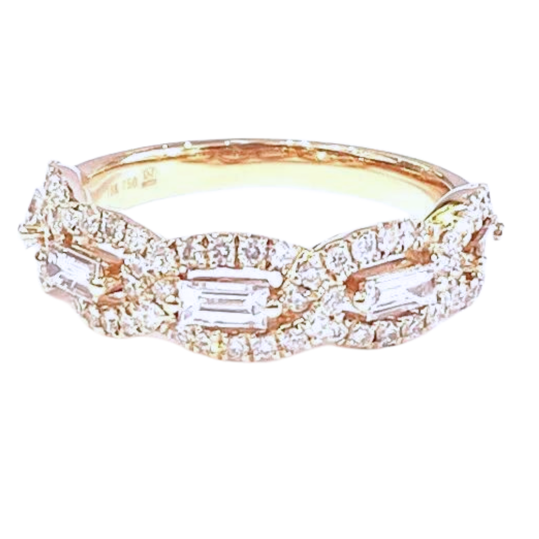 Diamond 18K Rose Gold Chain Link Ring 0.95 Carats Luxury Jewels of Beverly Hills (628)