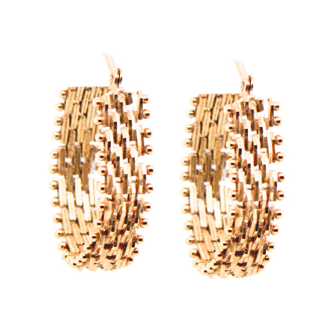 14K YELLOW GOLD JARRED EDGE EARRINGS 4.6G
