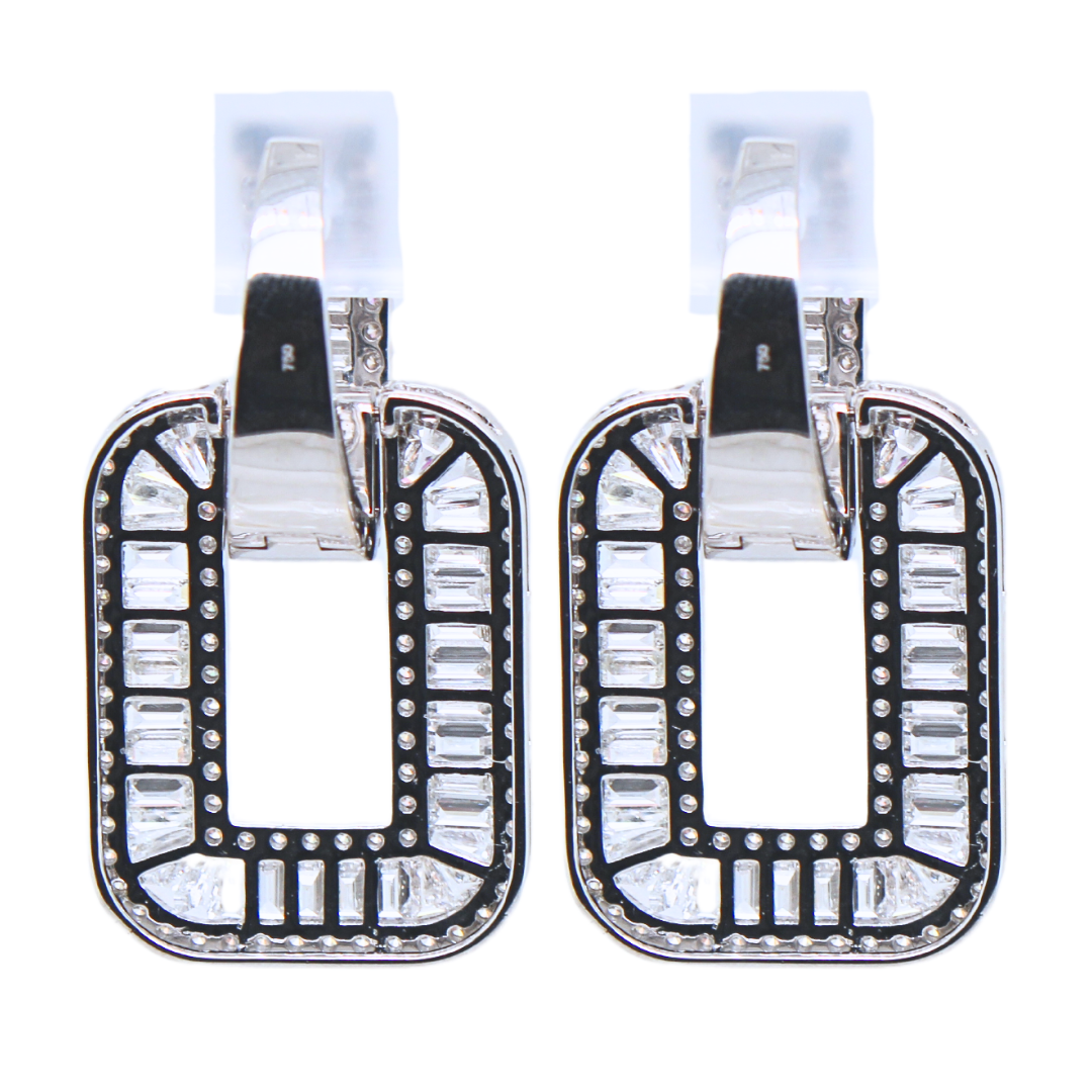 18k White Gold Cluster Earrings 5.40CTW