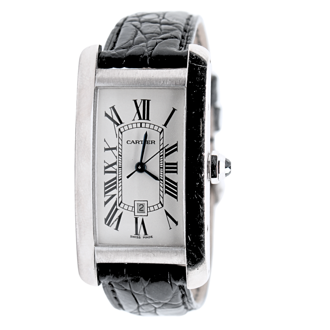 18k White Gold Cartier Tank Americaine