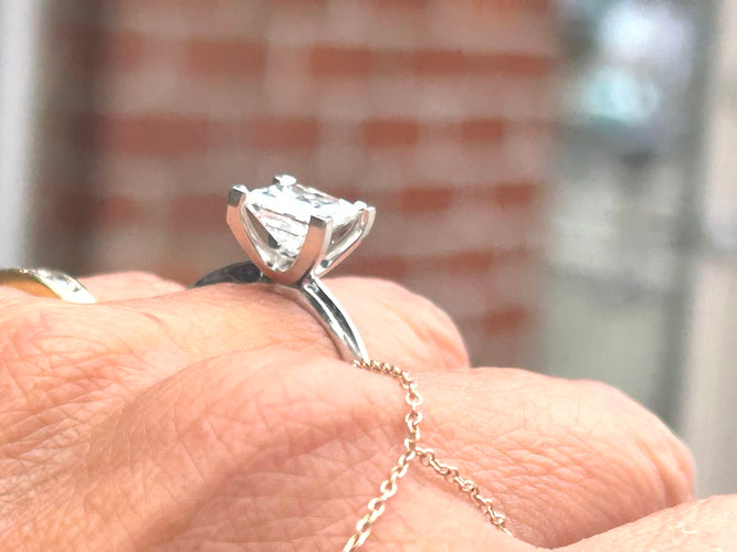 Tiffany & Co Princess- Cut Diamond Engagement Ring in Platinum 2.11 Carats