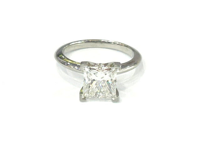 Tiffany & Co Princess- Cut Diamond Engagement Ring in Platinum 2.11 Carats