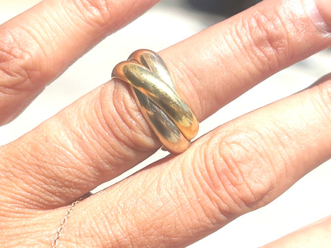 Cartier 18K Yellow/Rose & White Gold Tri-Color Rolling Ring Size 49 13.99 Grams