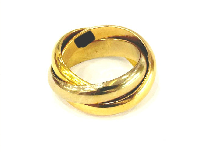 Cartier 18K Yellow/Rose & White Gold Tri-Color Rolling Ring Size 49 13.99 Grams