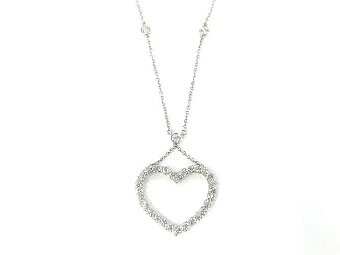 Platinum Tiffany & Company Diamond Heart Necklace 1.25 - 1.50 Carats