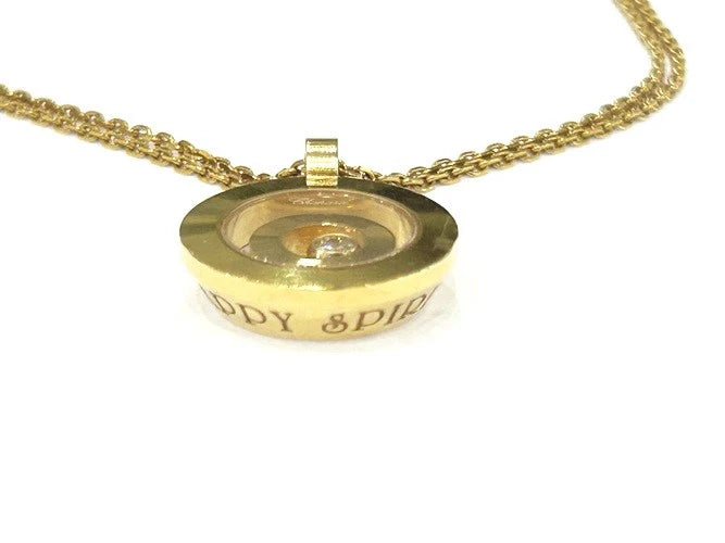18K Rose Gold Chopard Happy Spirit Diamond Pendant Double Strand Necklace 0.10CT