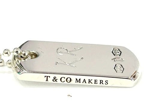 Tiffany & Co. Sterling Silver Tiffany 1837 Makers ID Tag Pendant Necklace W B&P