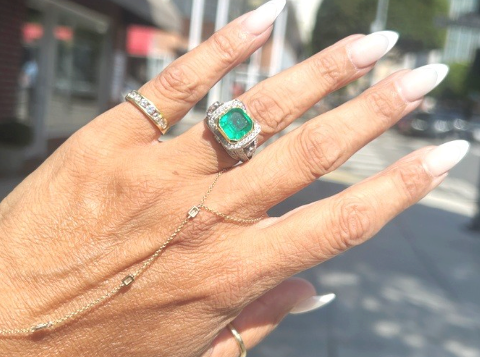 18K White & Yellow Gold Natural Columbian Emerald & Diamond Ring 2.47 Carats